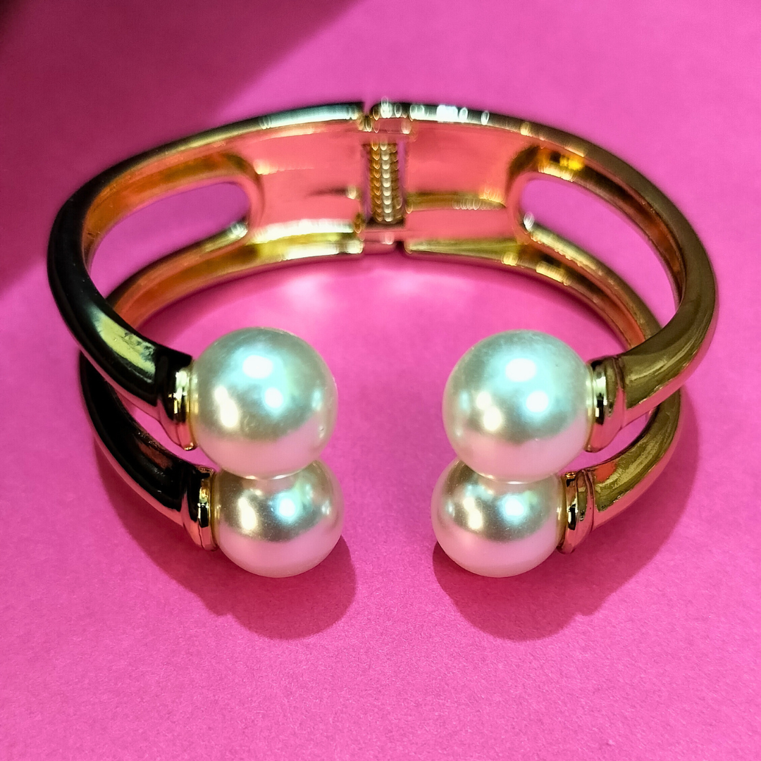 FR Double Pearl Bangle Bracelet - Image 2