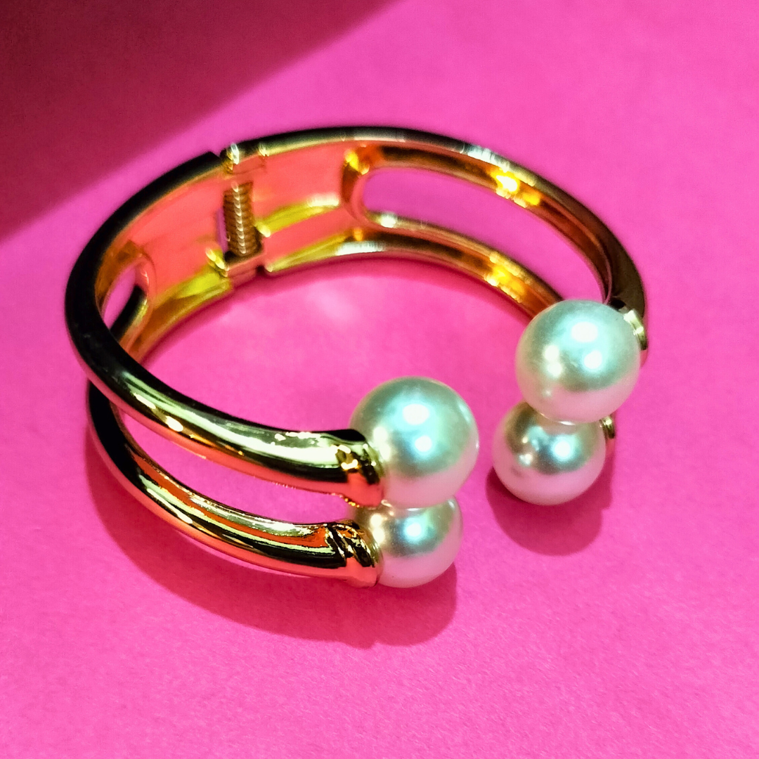 FR Double Pearl Bangle Bracelet