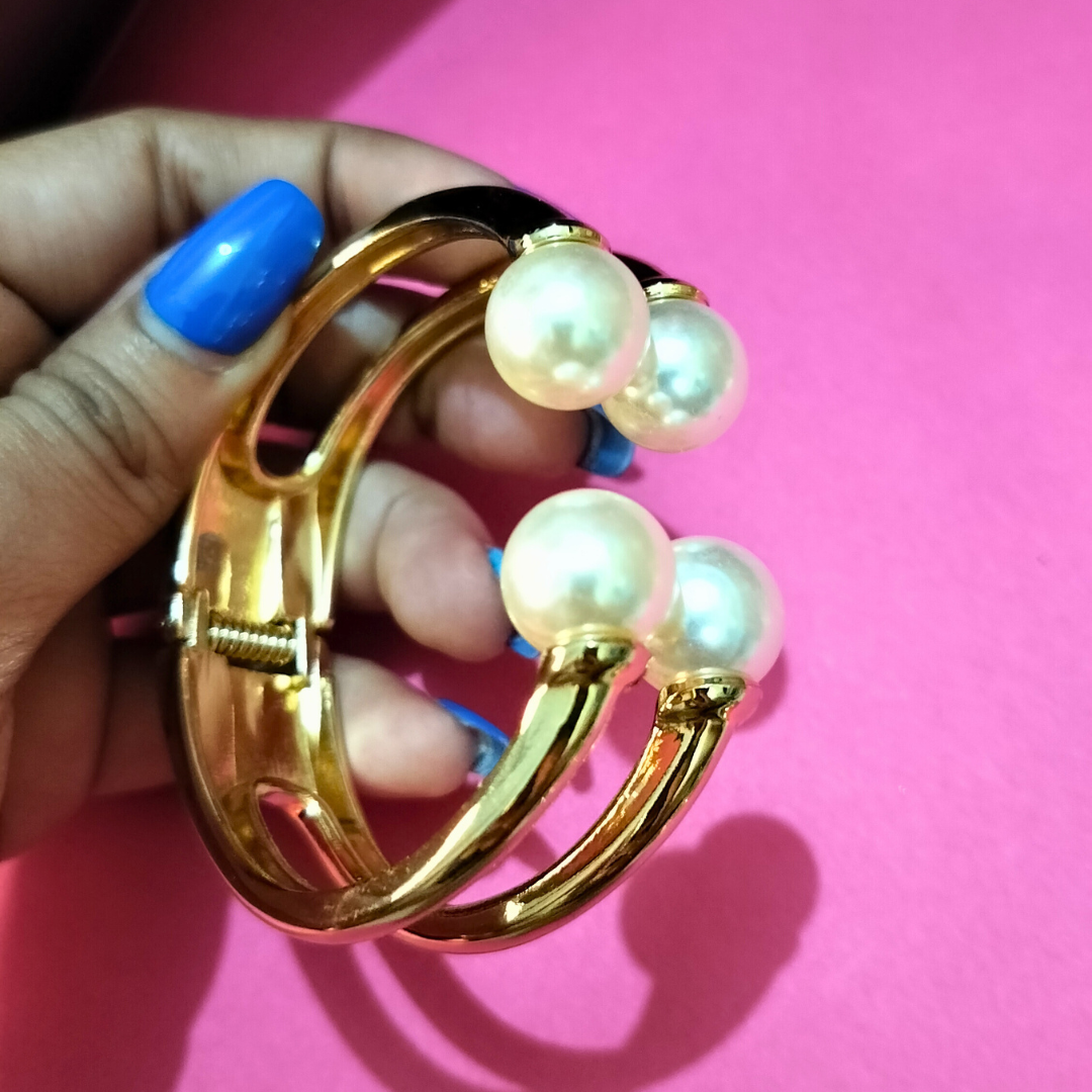 FR Double Pearl Bangle Bracelet - Image 5
