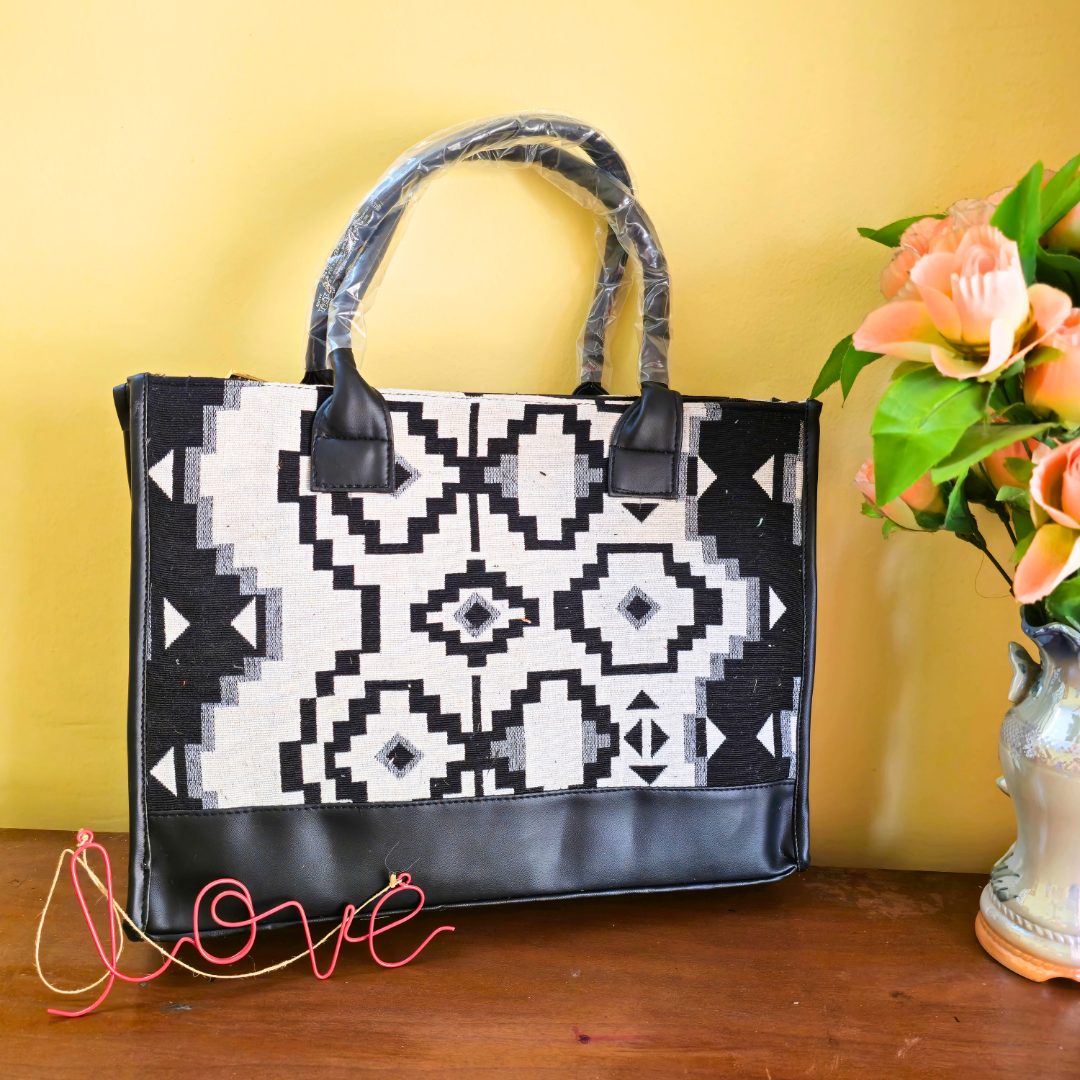 FR Aztec Black & White Tote