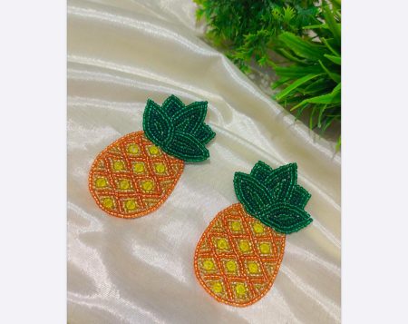 FR Pineapple Motif Beaded Drop Earrings