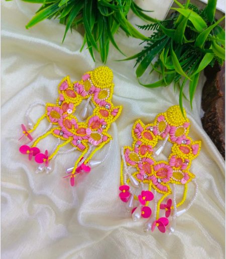 FR Floral Thread Design Drop Earrings