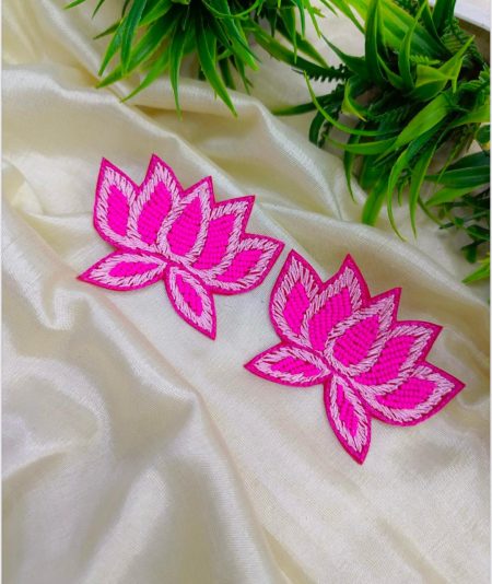 FR Floral Lotus Fabric Earrings