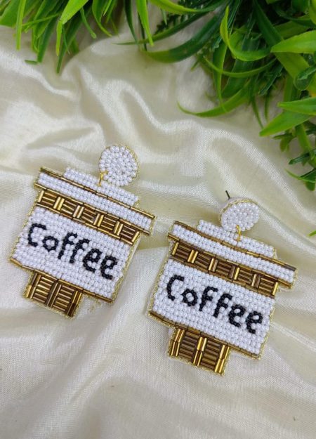 FR Coffee Cup Beaded Statement Earrings