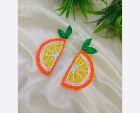 FR Citrus Slice Beaded Drop Earrings