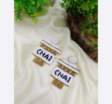 FR Chai Cup Beaded Statement Earrings