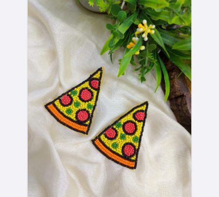 FR Pizza Slice Beaded Statement Earrings