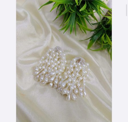 FR White Pearl Cluster Drop Earrings